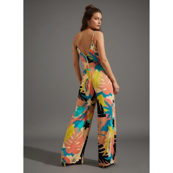 Boho Tropical Print Wide Leg Cami Jumpsuit - Picture 2 of 7